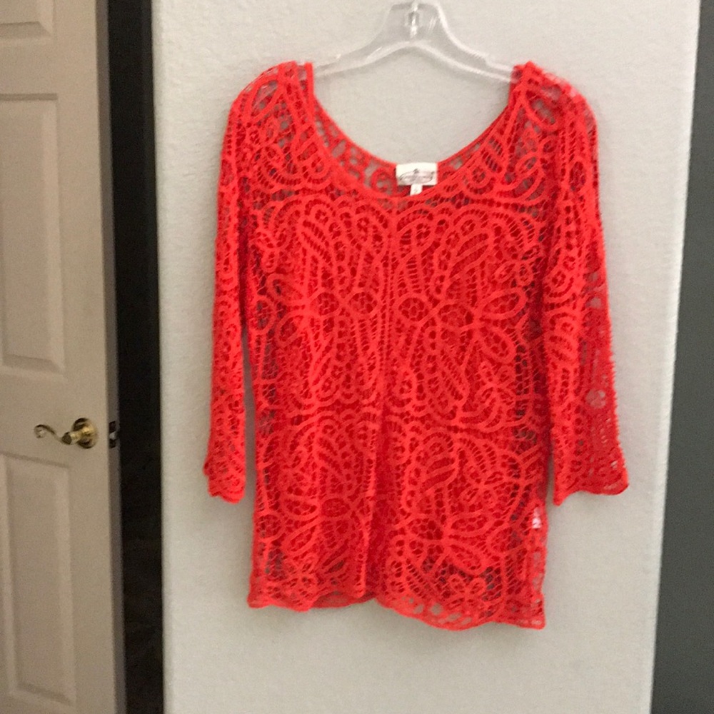 Lace pullover with slip lining. Orange